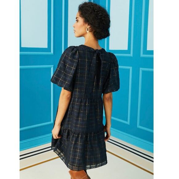 Marie Oliver XS Wren Midnight Plaid Mini Dress Silk Blend - Picture 8 of 8